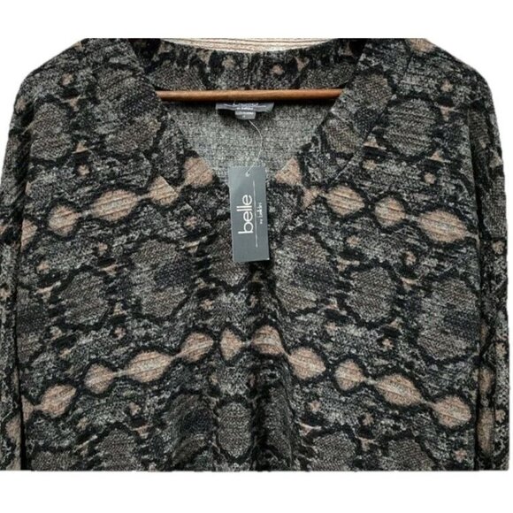 Belle By Belldini Size 3X Thin Sweater Brushed Hacci Leopard Print Sweater. New - Picture 4 of 9